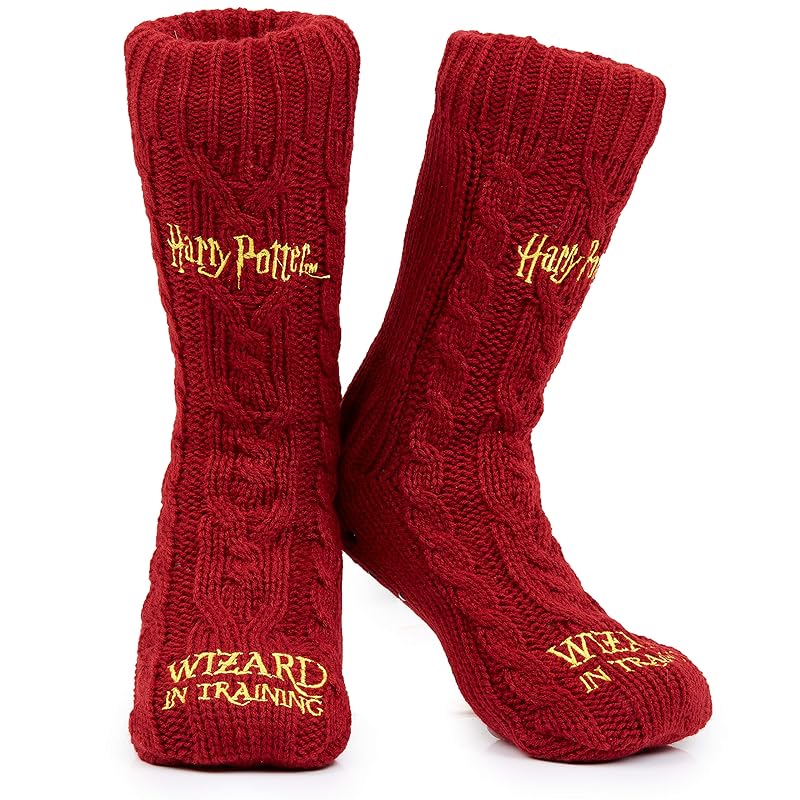 Harry Potter Socken Damen mit Kuschel Fleece und rutschfesten ABS Stopper Noppen
