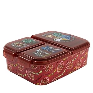 Harry Potter | Kinder 3-Fach-Sandwich-Box - Kinder-Lunch-Box - Snack-Halter - dekorierte Lunch-Box