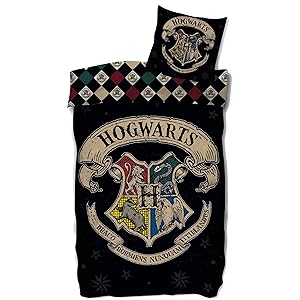 SkyBrands Harry Potter Bettwäsche 135x200 80x80 Hogwarts Bettwäsche-Set 2-teilig Bettbezug Kissenbezug 100% Baumwolle [Mit Reißverschluss]