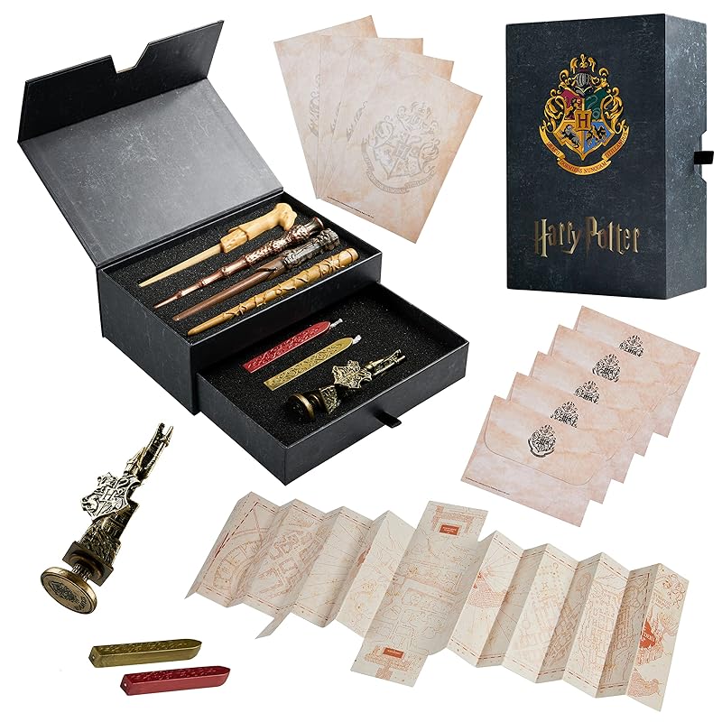 Harry Potter Schreibwaren Set mit Zauberstifte Umschläge Briefpapier Kinder und Erwachsene Briefschreibset